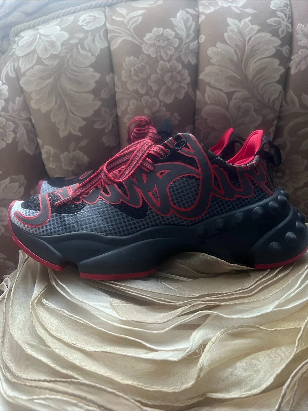 Christian Louboutin Black and Red Men's Sneakers